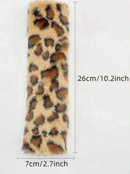 1pc Customized Embroidered Leopard Print Car Interior Plush Seat Belt Shoulder Pad, Comfortable Anti-Neck Anti-Friction Shoulder Protector Cover, Customized Car Gift, Gift For Friends And Family, Fath