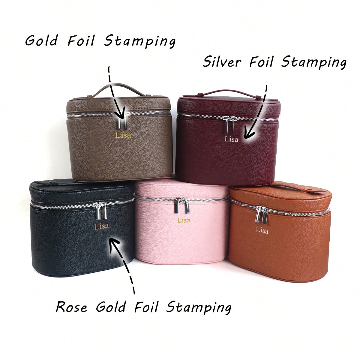 1pc Customized Large-Capacity PU Leather Cosmetic Box With Inside Storage Organizer, Personalized Women Travel Makeup Case Cosmetic Bag With Handle, A Light Luxury Storage Insert Organizer, A Custom-M