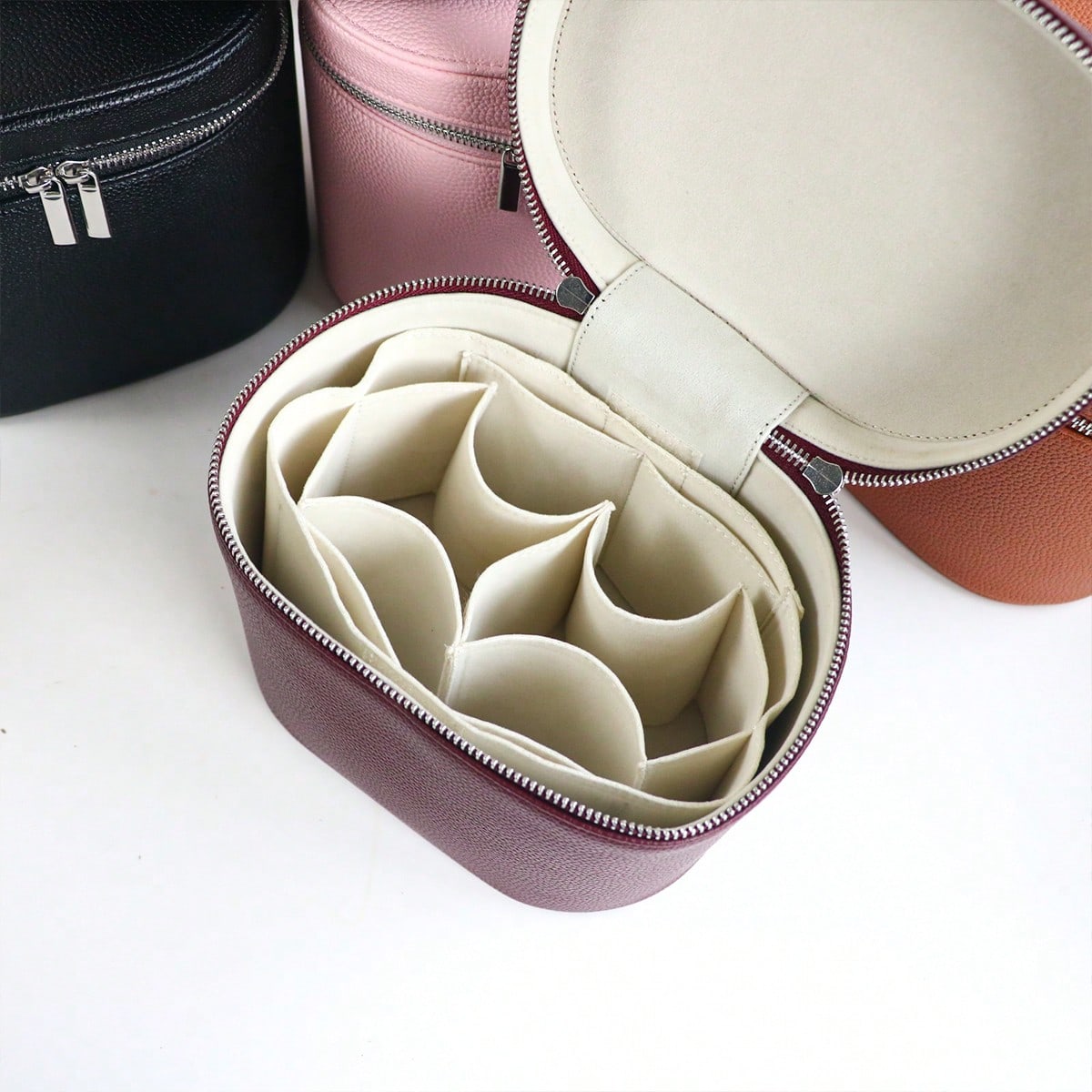 1pc Customized Large-Capacity PU Leather Cosmetic Box With Inside Storage Organizer, Personalized Women Travel Makeup Case Cosmetic Bag With Handle, A Light Luxury Storage Insert Organizer, A Custom-M