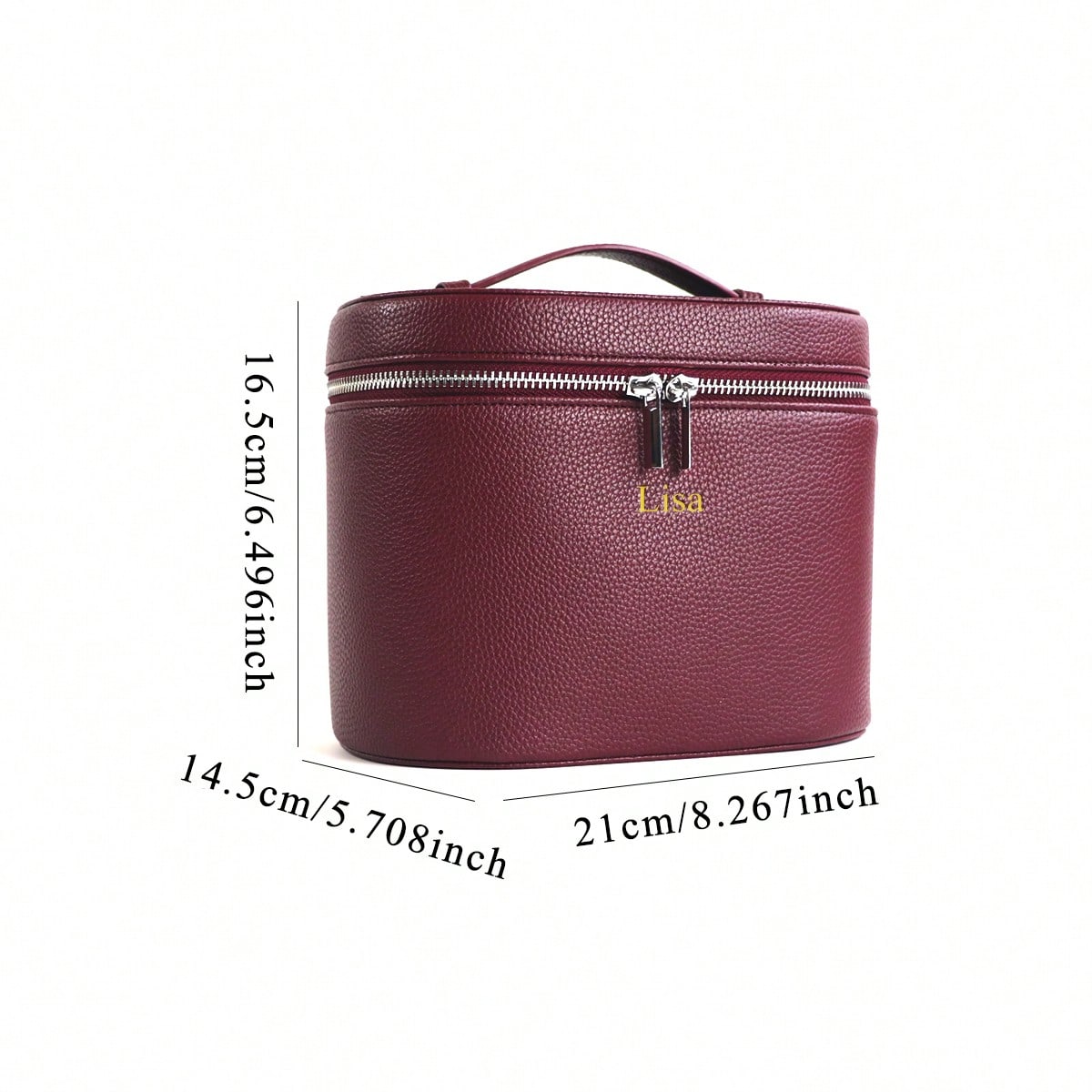1pc Customized Large-Capacity PU Leather Cosmetic Box With Inside Storage Organizer, Personalized Women Travel Makeup Case Cosmetic Bag With Handle, A Light Luxury Storage Insert Organizer, A Custom-M