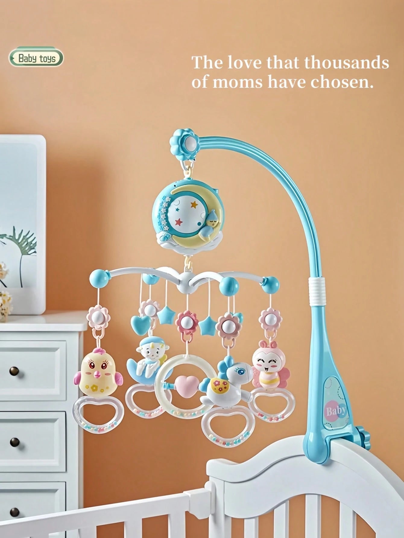 1pc Cute Animal Shaped ABS Remote Control Light & Music Baby Crib Mobile With Projection & Soothing Night Light, Cartoon Style, Suitable For Bedtime/Relaxation, Ideal For Baby Shower/Newborn/Holiday G