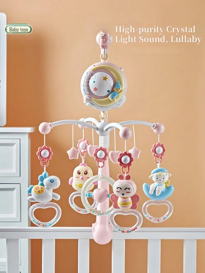 1pc Cute Animal Shaped ABS Remote Control Light & Music Baby Crib Mobile With Projection & Soothing Night Light, Cartoon Style, Suitable For Bedtime/Relaxation, Ideal For Baby Shower/Newborn/Holiday G