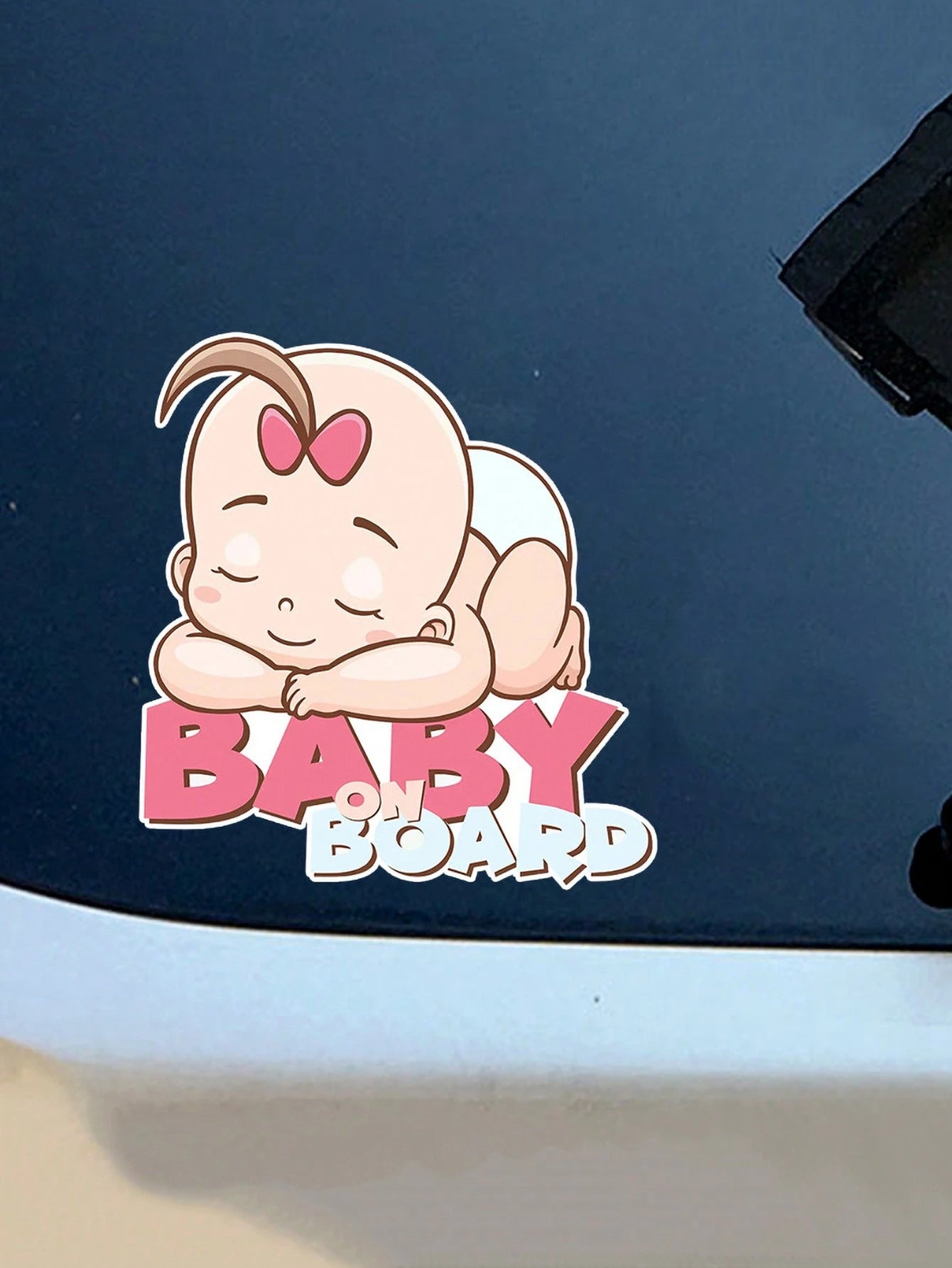 1pc Cute Cartoon Baby On Board Car Sticker, Decorative Decal For Sleeping Baby Inside The Car