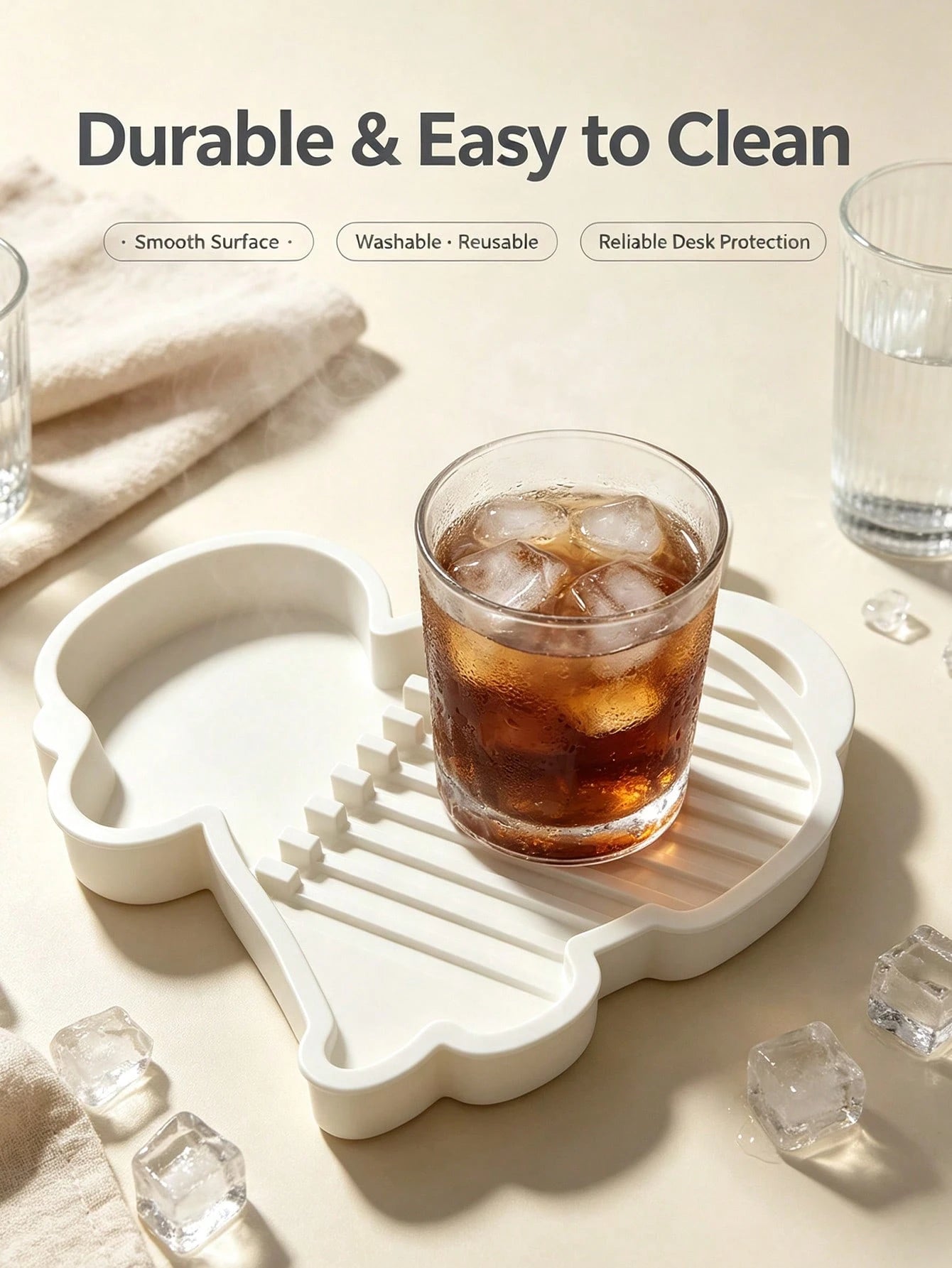 1pc Cute Cartoon Monkey Shaped Drip Tray, Condensation Water Drip Tray, Desktop Kitchen Storage Rack, Kitchen Accessories, Desktop Iced Beverage Can Coaster, Reusable, Keep Desktop Clean, Office Desk