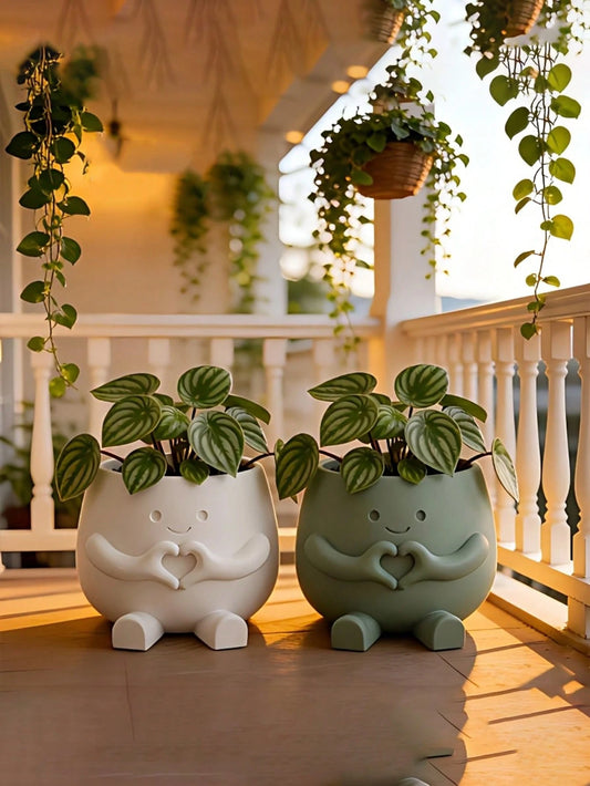 1pc Cute Lucky 3D Printed Flower Pot, Succulent And Pothos Planter, Home Office Cafe Bar Desktop Art Decor, Aesthetic Room Decoration, Holiday Gift