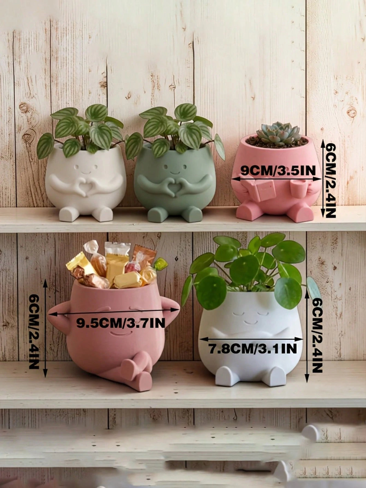 1pc Cute Lucky 3D Printed Flower Pot, Succulent And Pothos Planter, Home Office Cafe Bar Desktop Art Decor, Aesthetic Room Decoration, Holiday Gift