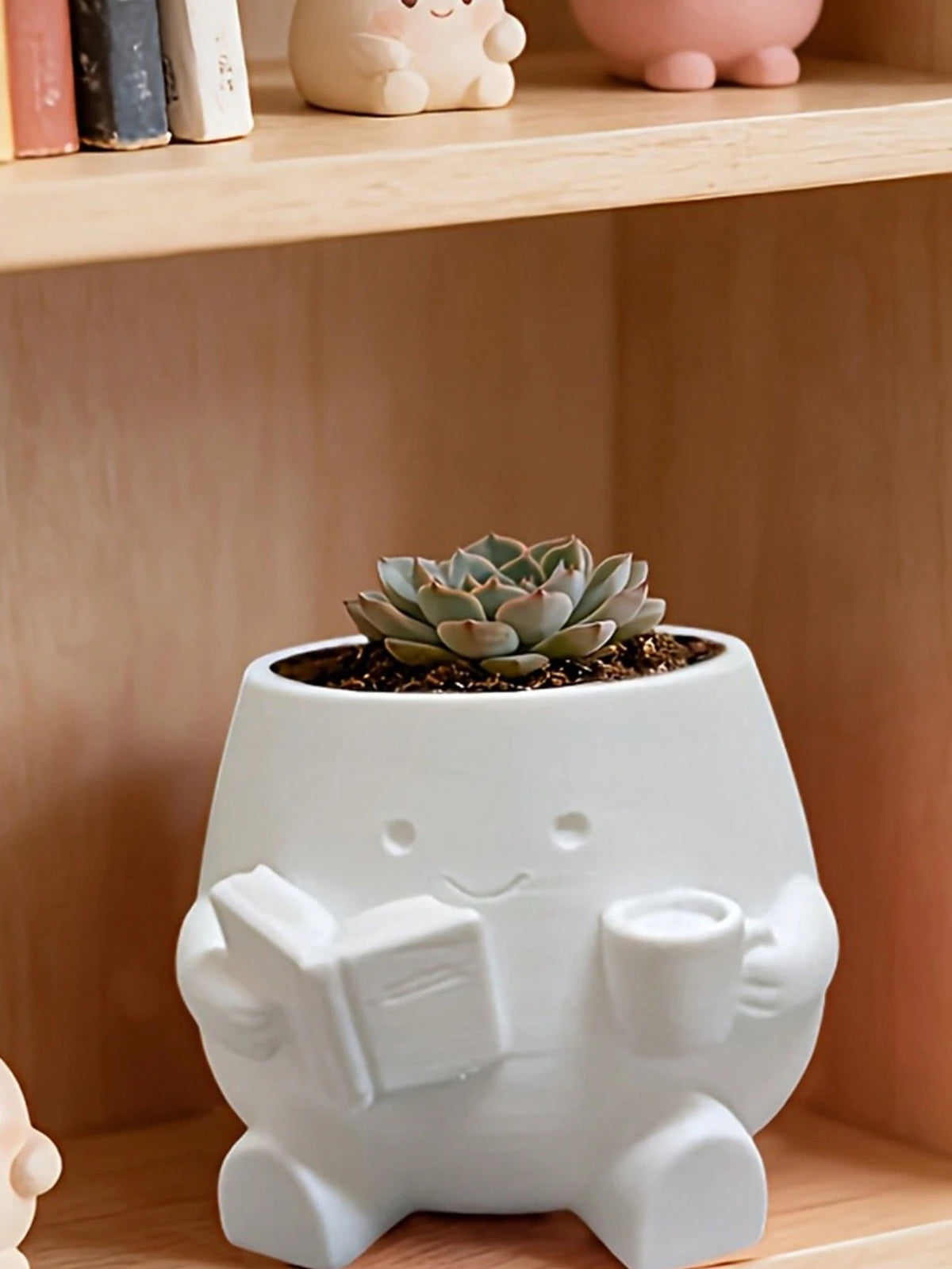 1pc Cute Lucky 3D Printed Flower Pot, Succulent And Pothos Planter, Home Office Cafe Bar Desktop Art Decor, Aesthetic Room Decoration, Holiday Gift