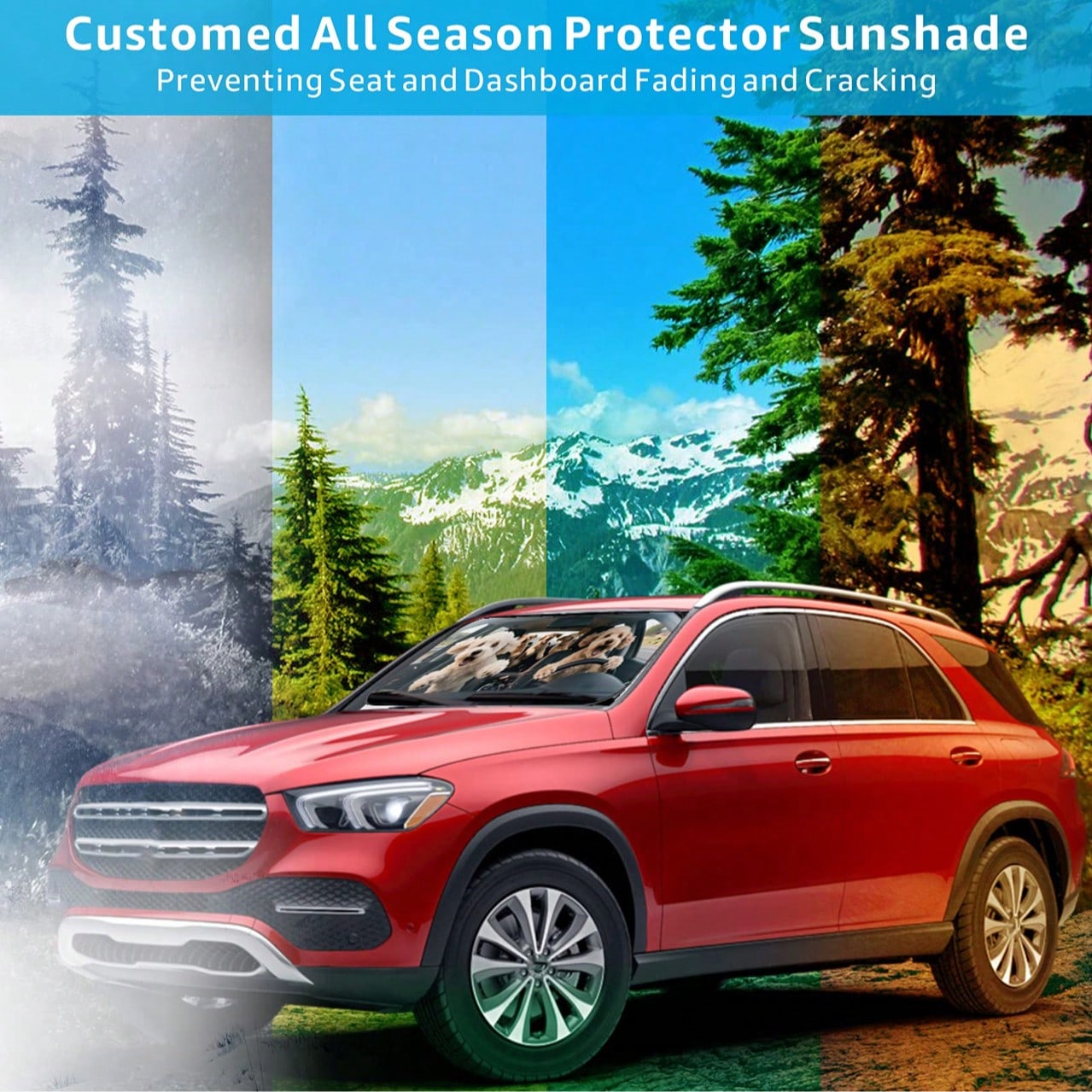 1pc Cute Puppy Car Sun Visor, Interesting Car Accessory Design, Suitable For Beautiful Ladies, Made Of Polyester Fiber, Car Interior UV Protection Sunshade, Easy To Install, Fits Various Car Models, H