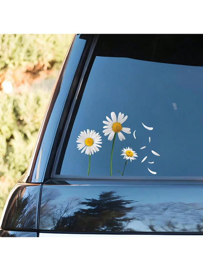 1pc Daisy Flower Petal Falling Car Sticker, Suitable For Covering Scratches On Car Body, Laptop, Refrigerator, Cute And Fun Daisy Decorative Sticker, Applicable To Car, Motorcycle, Car Window, Car Doo