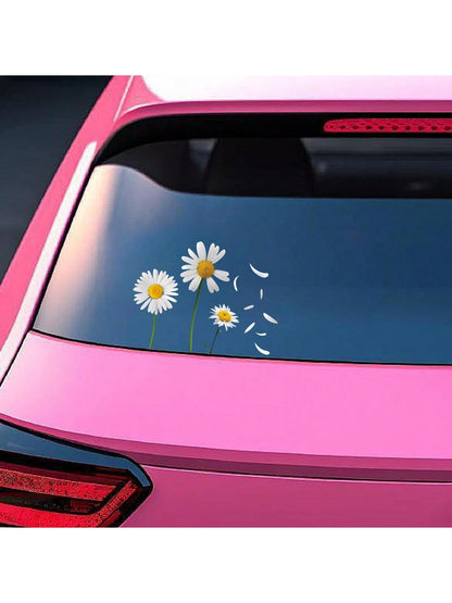 1pc Daisy Flower Petal Falling Car Sticker, Suitable For Covering Scratches On Car Body, Laptop, Refrigerator, Cute And Fun Daisy Decorative Sticker, Applicable To Car, Motorcycle, Car Window, Car Doo