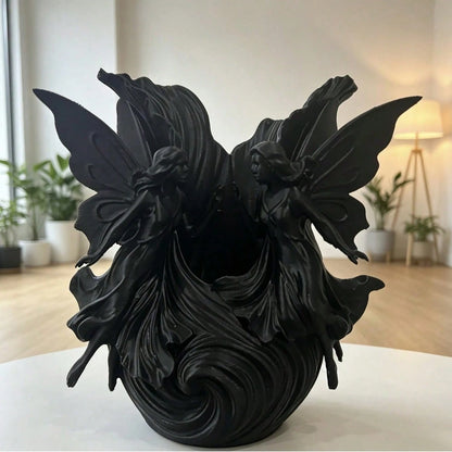 1pc Double/Single Wing White Fairy Resin Storage Box, Individual Decorative Ornament, Made Of High-Quality Matte White PLA Material, Hand-Polished Surface, Smooth And Delicate; Combines Romantic And P