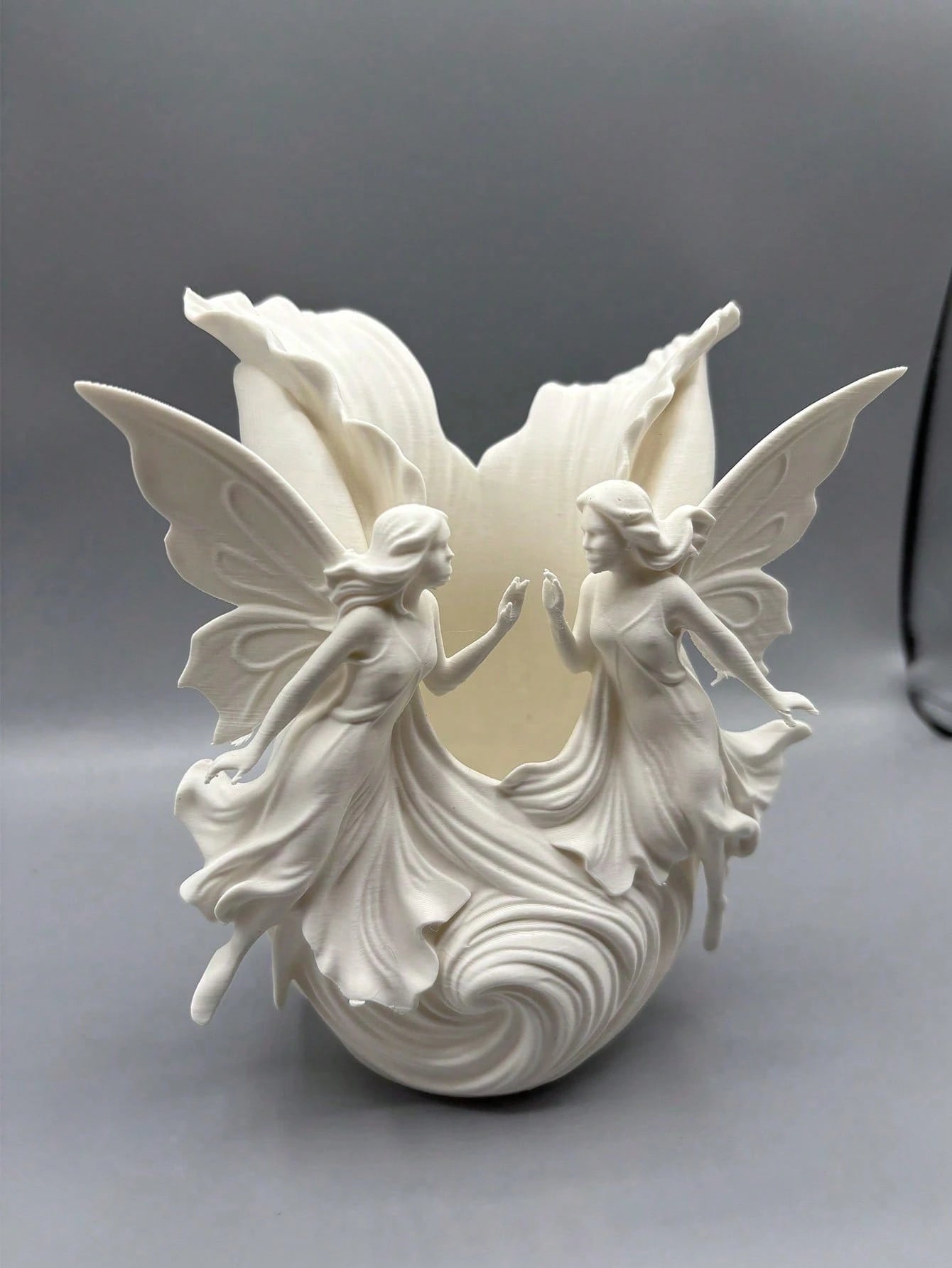 1pc Double/Single Wing White Fairy Resin Storage Box, Individual Decorative Ornament, Made Of High-Quality Matte White PLA Material, Hand-Polished Surface, Smooth And Delicate; Combines Romantic And P