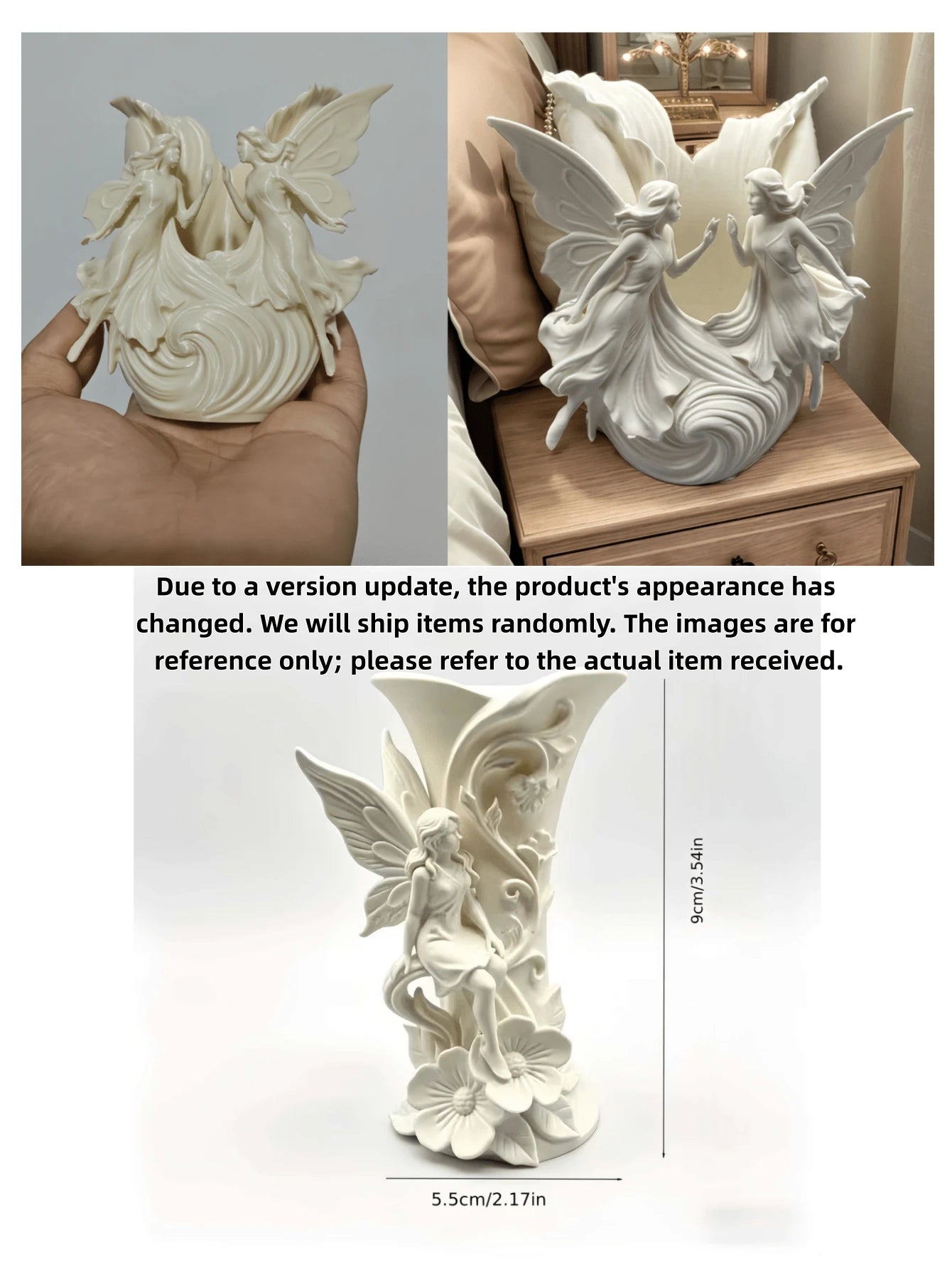 1pc Double/Single Wing White Fairy Resin Storage Box, Individual Decorative Ornament, Made Of High-Quality Matte White PLA Material, Hand-Polished Surface, Smooth And Delicate; Combines Romantic And P