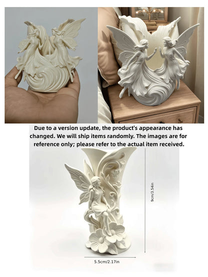 1pc Double/Single Wing White Fairy Resin Storage Box, Individual Decorative Ornament, Made Of High-Quality Matte White PLA Material, Hand-Polished Surface, Smooth And Delicate; Combines Romantic And P