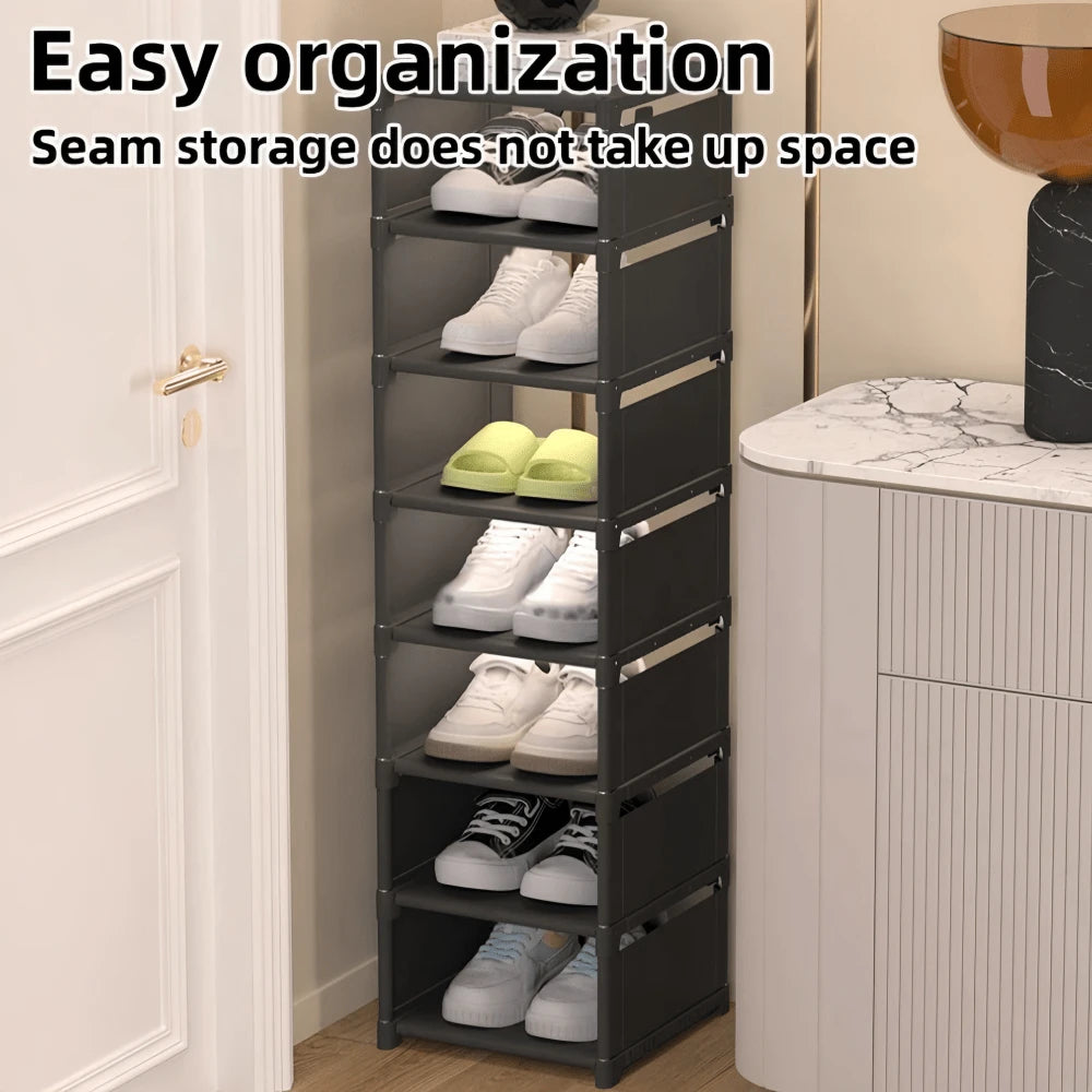 1pc Dustproof Multi-Layer Shoe Rack Cabinet,Non Woven Fabric And Plastic Materials,Shoe Organizer Storage For Small Household, Indoor Dormitory Rental And Entrydoorway, Easy Assembly, Space-Saving,C