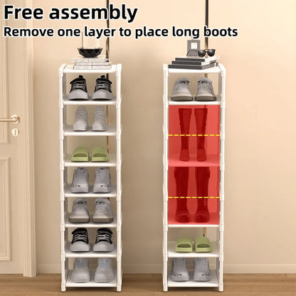 1pc Dustproof Multi-Layer Shoe Rack Cabinet,Non Woven Fabric And Plastic Materials,Shoe Organizer Storage For Small Household, Indoor Dormitory Rental And Entrydoorway, Easy Assembly, Space-Saving,C