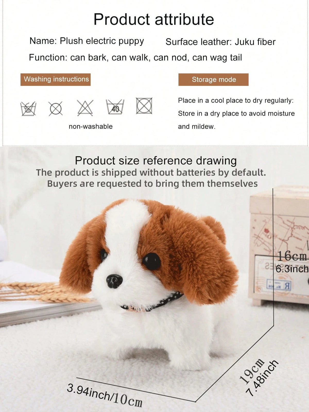 1pc Electric Walking & Barking Plush Toy Dog, Realistic Fur Electronic Pet Dog Toy For Children