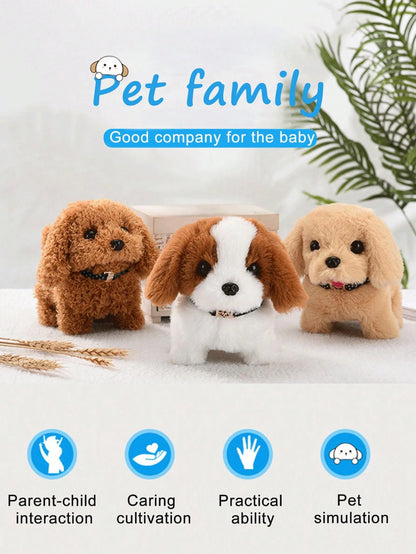 1pc Electric Walking & Barking Plush Toy Dog, Realistic Fur Electronic Pet Dog Toy For Children