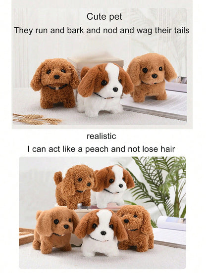 1pc Electric Walking & Barking Plush Toy Dog, Realistic Fur Electronic Pet Dog Toy For Children