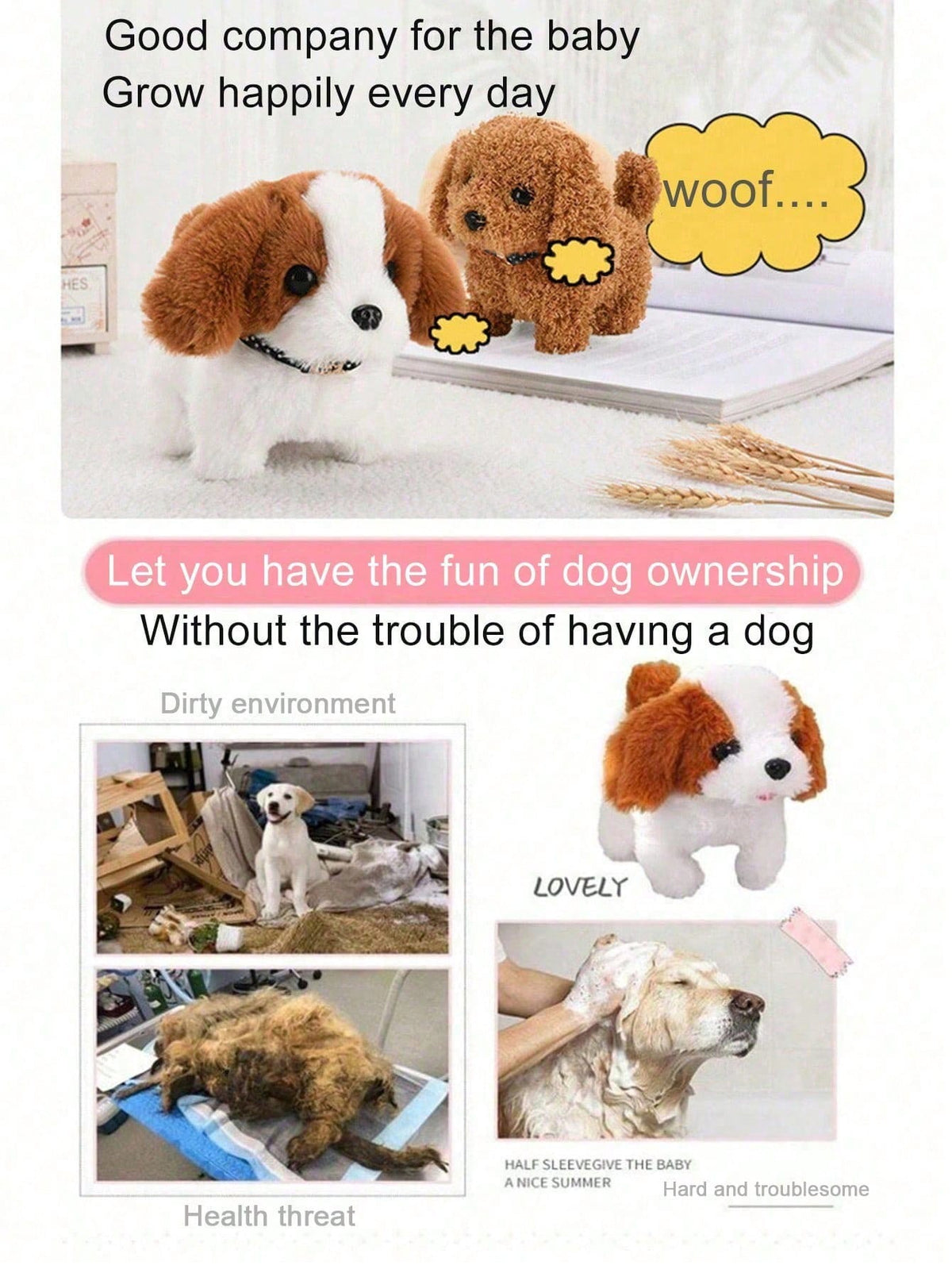 1pc Electric Walking & Barking Plush Toy Dog, Realistic Fur Electronic Pet Dog Toy For Children