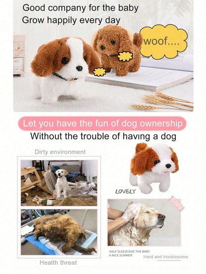 1pc Electric Walking & Barking Plush Toy Dog, Realistic Fur Electronic Pet Dog Toy For Children