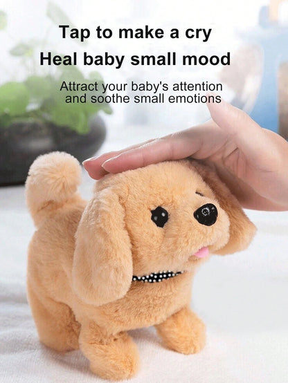 1pc Electric Walking & Barking Plush Toy Dog, Realistic Fur Electronic Pet Dog Toy For Children