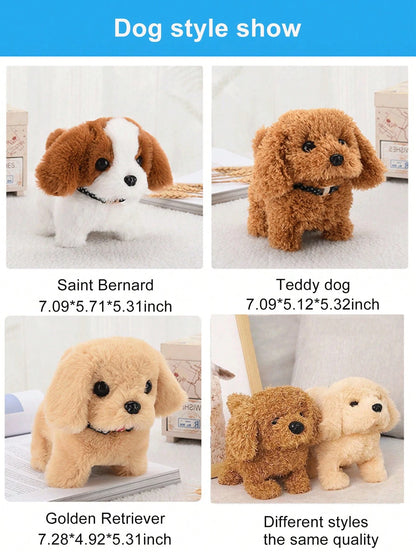1pc Electric Walking & Barking Plush Toy Dog, Realistic Fur Electronic Pet Dog Toy For Children