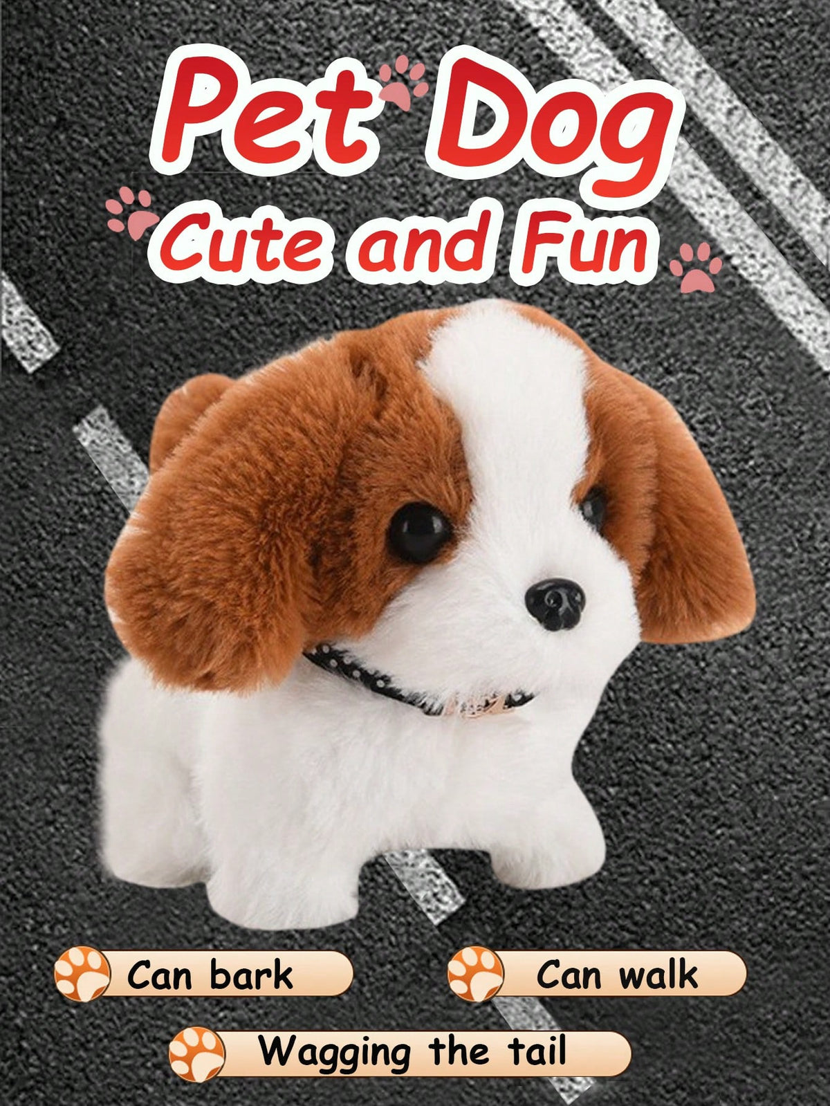 1pc Electric Walking & Barking Plush Toy Dog, Realistic Fur Electronic Pet Dog Toy For Children
