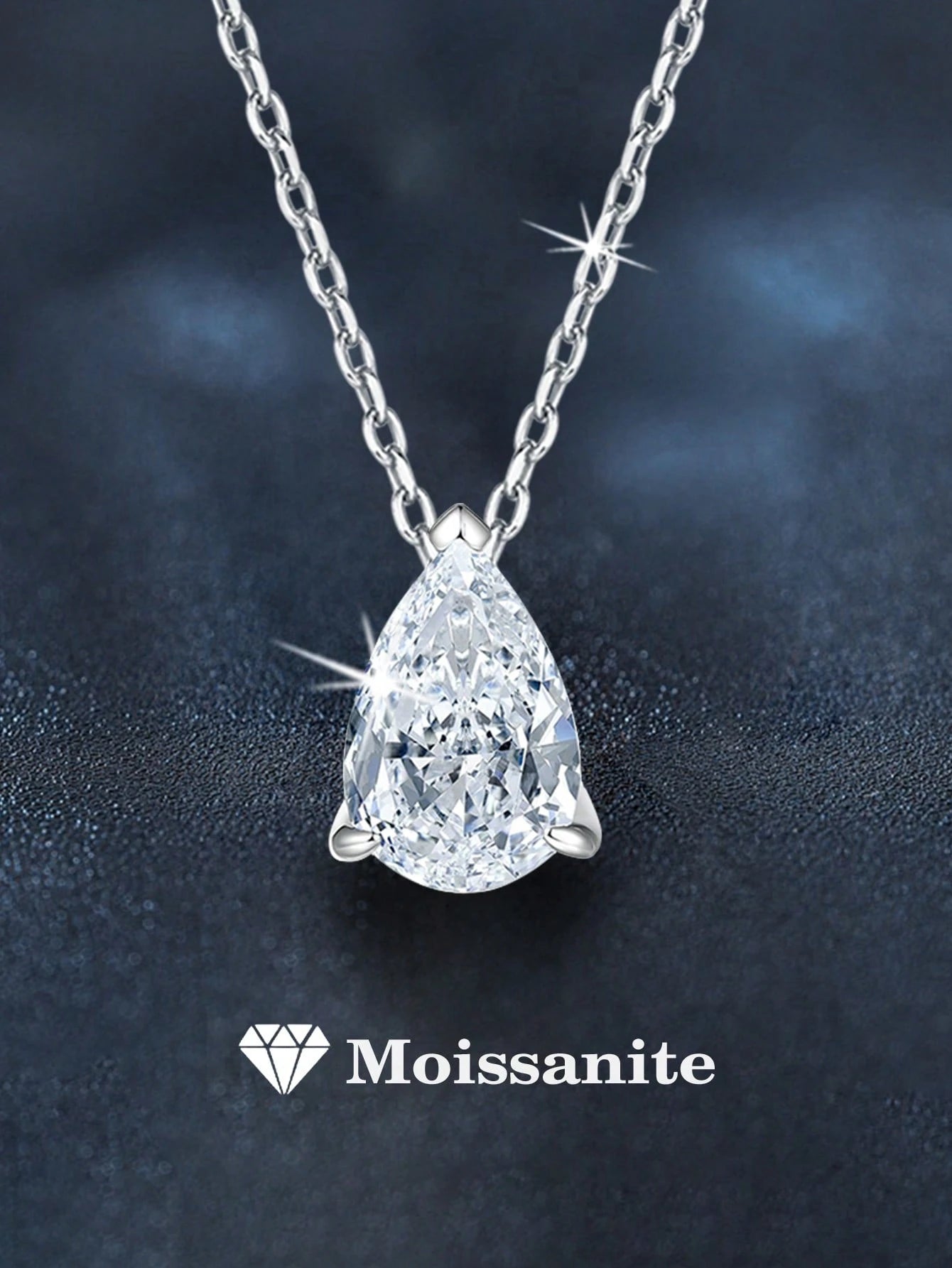 1pc Elegant 925 Silver 2-4 Carat Pear-Cut Moissanite Pendant Necklace, Suitable For Women's Daily Commute, Party, Vacation, Wedding, Valentine's Day, Mother's Day, Bridesmaid Gift, Shiny Jewelry Gift
