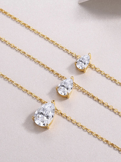 1pc Elegant 925 Silver 2-4 Carat Pear-Cut Moissanite Pendant Necklace, Suitable For Women's Daily Commute, Party, Vacation, Wedding, Valentine's Day, Mother's Day, Bridesmaid Gift, Shiny Jewelry Gift