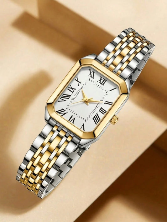 1pc Elegant Minimalist Women's Quartz Watch, Retro Square Dial, Roman Numeral Scale, Suitable For Daily Wear, Party Decoration Or As Gift For Friends And Mothers On Holidays Like Valentine's Day, Moth