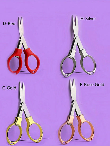 1pc Exquisite Folding Small Scissors, Zinc Alloy 8-Shaped Stretch Paper-Cutting Scissors, Multi-Functional Scissors For Office, Outdoor Travel, And Fishing Back To School,Back To School,School Supplie