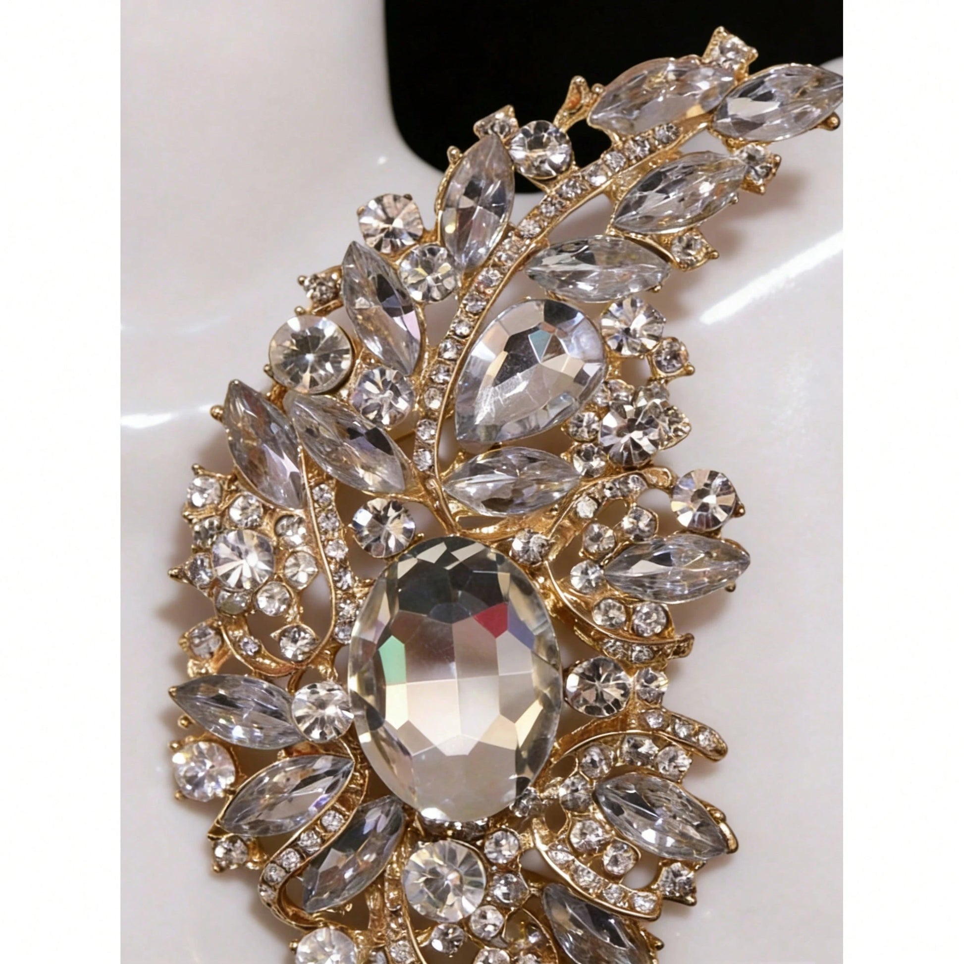 1pc Fashionable Retro Glass Rainbow Rhinestone Brooches For Ladies, Party And Wedding Gift Valentines,Mom,Mother,Mother's Day,Gift