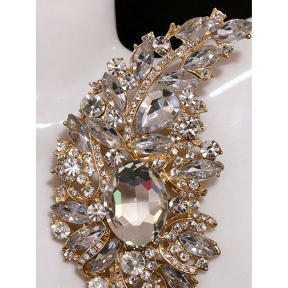 1pc Fashionable Retro Glass Rainbow Rhinestone Brooches For Ladies, Party And Wedding Gift Valentines,Mom,Mother,Mother's Day,Gift