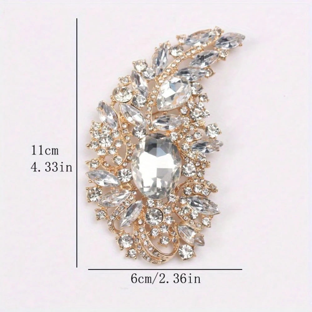 1pc Fashionable Retro Glass Rainbow Rhinestone Brooches For Ladies, Party And Wedding Gift Valentines,Mom,Mother,Mother's Day,Gift
