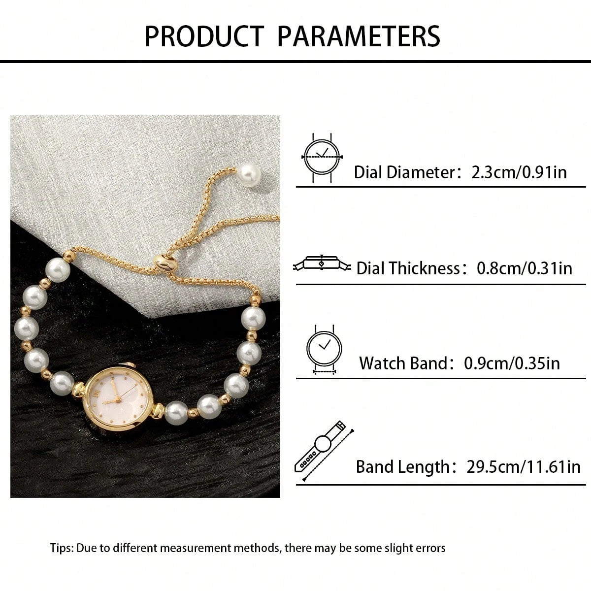 1pc Fashionable & Sweet Women's Watch, Versatile Round Dial, Pearl Chain Strap, Suitable For Holidays, Parties, Weddings, Back To School, Christmas, Thanksgiving, Halloween, Easter And Other Occasions