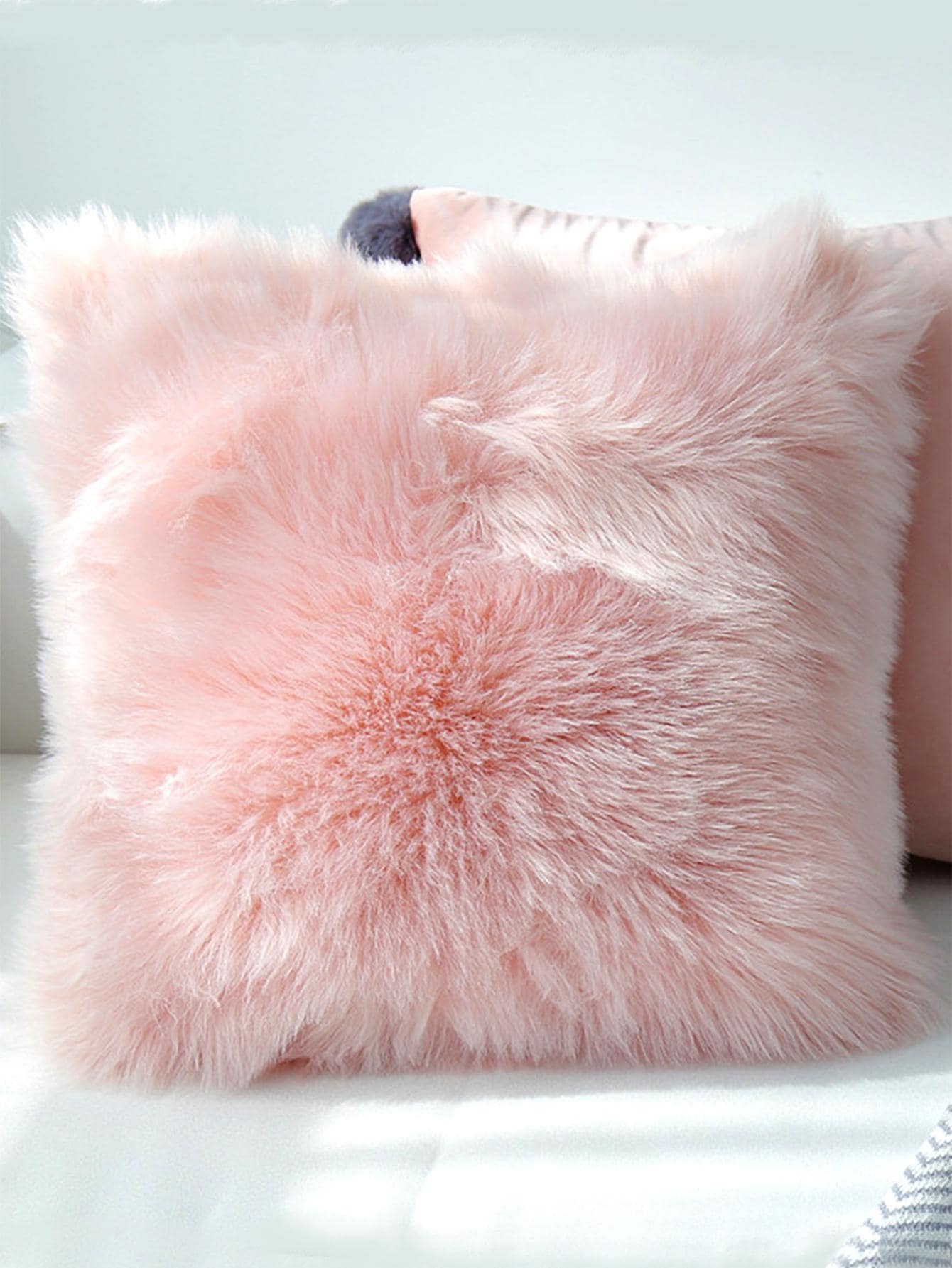 1pc Faux Wool Plush Pillow Cover (Pillow Insert Not Included), Fluffy & Soft, Home Decor Throw Pillow Case, Zippered Closure, Soft & Comfortable, Non-Shedding, Suitable For Bedroom/Dorm/Sofa/Lounge Ch