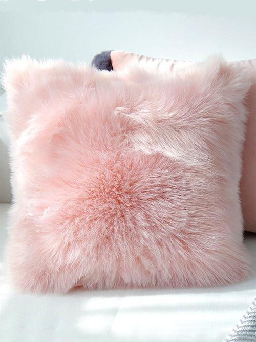 1pc Faux Wool Plush Pillow Cover (Pillow Insert Not Included), Fluffy & Soft, Home Decor Throw Pillow Case, Zippered Closure, Soft & Comfortable, Non-Shedding, Suitable For Bedroom/Dorm/Sofa/Lounge Ch