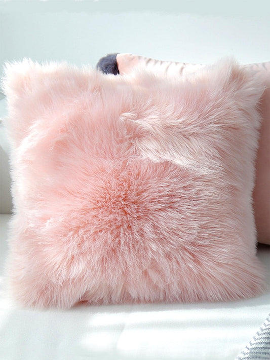 1pc Faux Wool Plush Pillow Cover (Pillow Insert Not Included), Fluffy & Soft, Home Decor Throw Pillow Case, Zippered Closure, Soft & Comfortable, Non-Shedding, Suitable For Bedroom/Dorm/Sofa/Lounge Ch