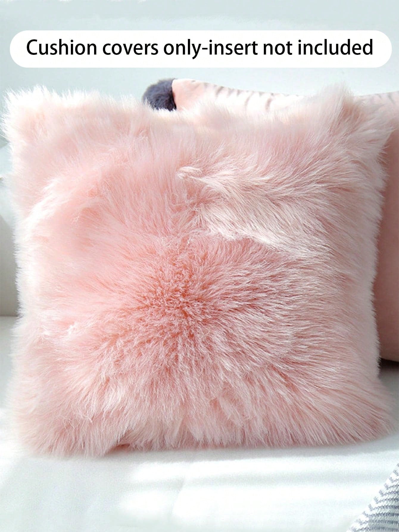 1pc Faux Wool Plush Pillow Cover (Pillow Insert Not Included), Fluffy & Soft, Home Decor Throw Pillow Case, Zippered Closure, Soft & Comfortable, Non-Shedding, Suitable For Bedroom/Dorm/Sofa/Lounge Ch