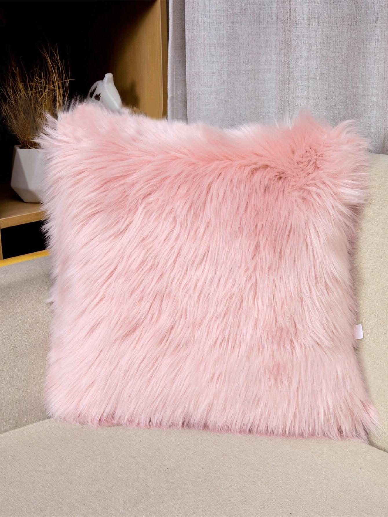 1pc Faux Wool Plush Pillow Cover (Pillow Insert Not Included), Fluffy & Soft, Home Decor Throw Pillow Case, Zippered Closure, Soft & Comfortable, Non-Shedding, Suitable For Bedroom/Dorm/Sofa/Lounge Ch