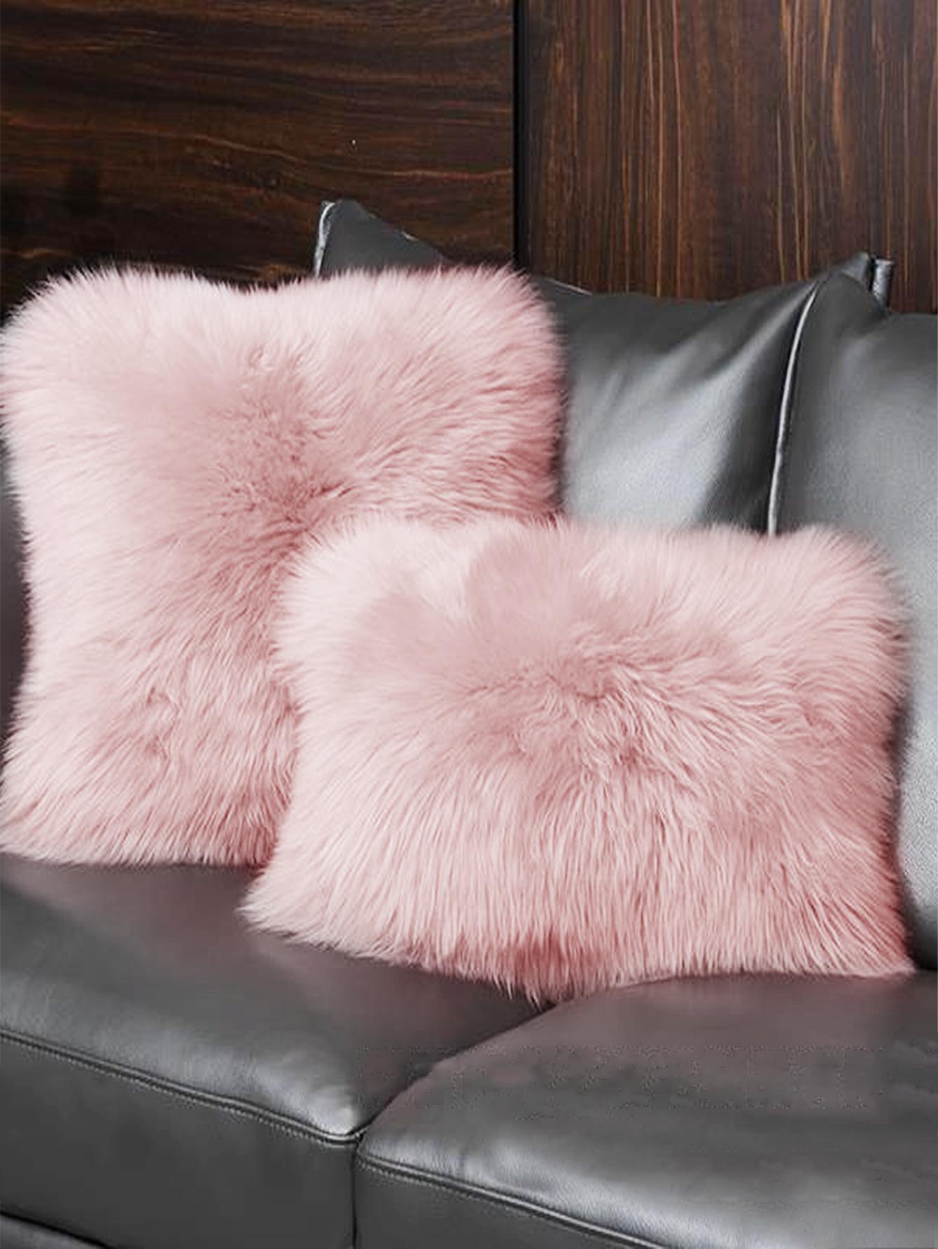 1pc Faux Wool Plush Pillow Cover (Pillow Insert Not Included), Fluffy & Soft, Home Decor Throw Pillow Case, Zippered Closure, Soft & Comfortable, Non-Shedding, Suitable For Bedroom/Dorm/Sofa/Lounge Ch