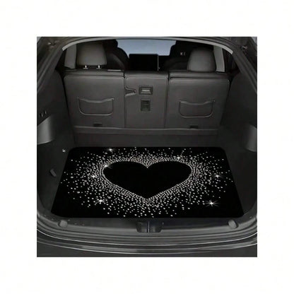 1pc Fit Luxury Trunk Liner With Glittery Heart &-Pattern Floor Design- Heavy-Duty Non-Slip Trunk Protector, Easy-Clean Surface For SUVs, Sedans,- Scratch- & (Compatible With Cars, SUVs,)- Stylish