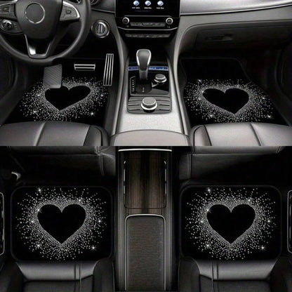 1pc Fit Luxury Trunk Liner With Glittery Heart &-Pattern Floor Design- Heavy-Duty Non-Slip Trunk Protector, Easy-Clean Surface For SUVs, Sedans,- Scratch- & (Compatible With Cars, SUVs,)- Stylish