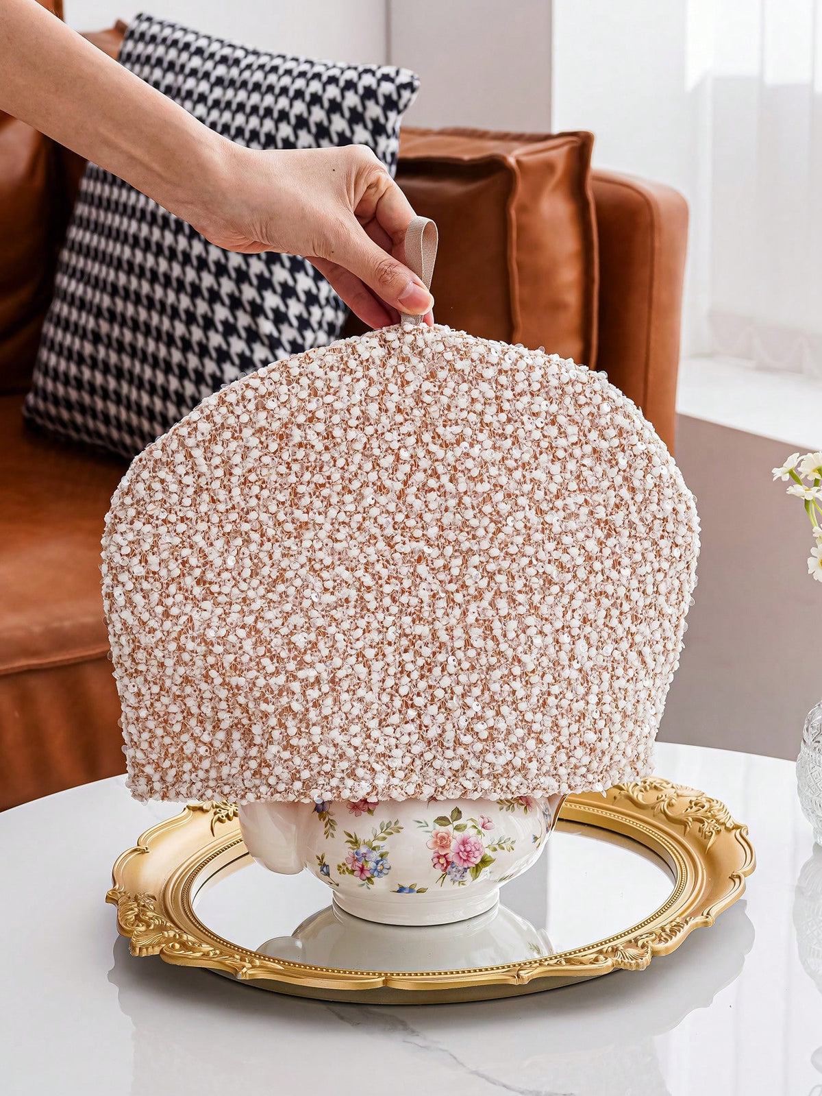 1pc Fleece Fabric Teapot Cozy, Keeps Teapot Warm
