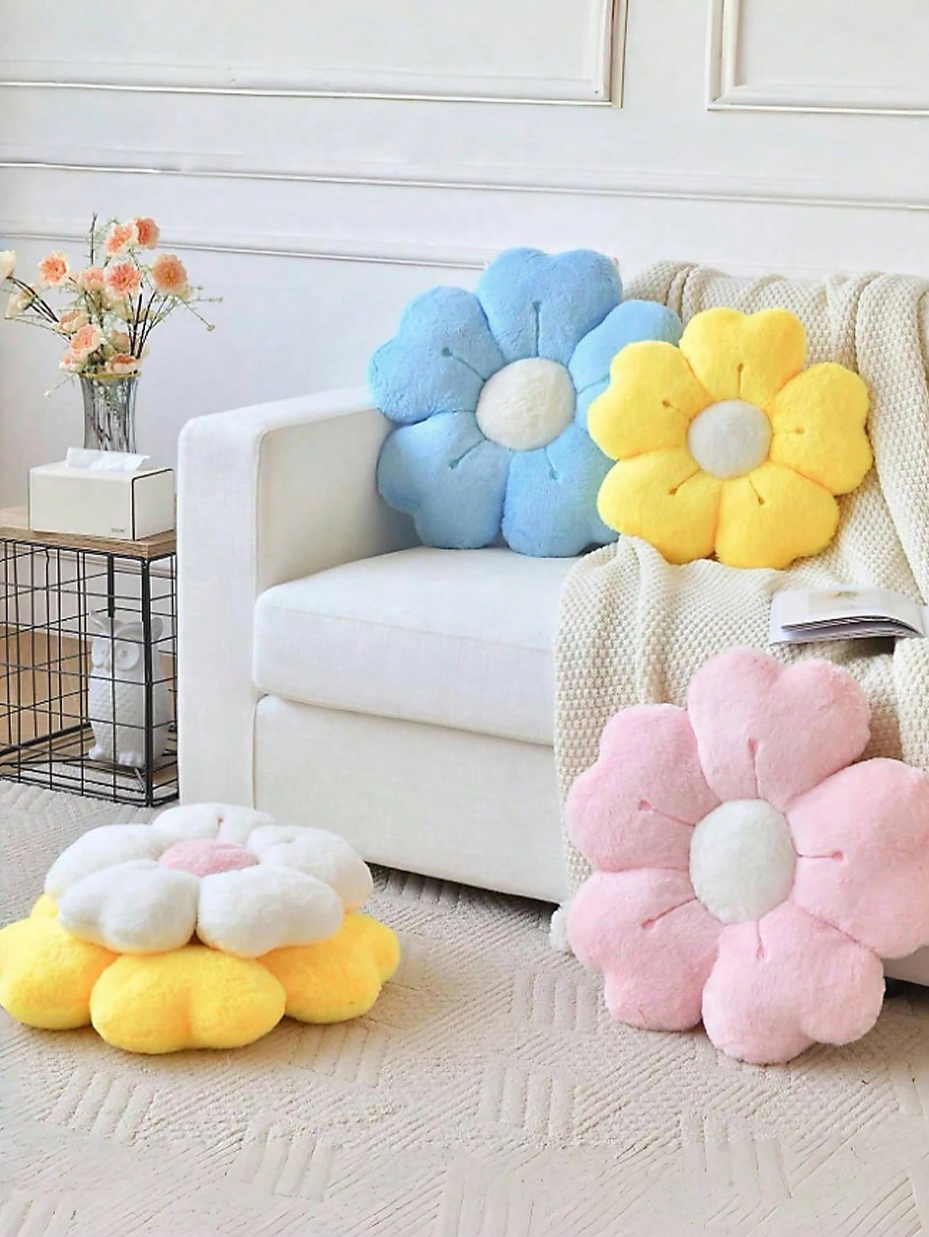 1pc Flower Decorative Pillow, Floral Shape Cushion For Bed Sofa Bedroom Decoration, Cute Daisy Pillow For Dorm Floor Cushion, Spring, Gift For Family & Friends
