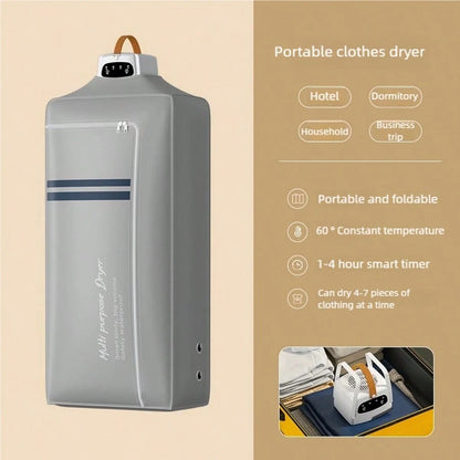 1pc Foldable Electric Clothes Drying Rack Smart Dryer Portable Travel Warm Air Dryer With Timer Function