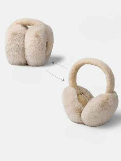 1pc Foldable Fluffy Ear Warmers, Cute & Fashionable, Suitable For Winter Use