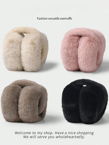 1pc Foldable Fluffy Ear Warmers, Cute & Fashionable, Suitable For Winter Use