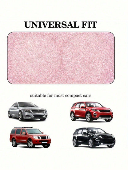 1pc Foldable Pink Sun Visor, Fits Car Windshield, Sun Shade UV Protection Universal Car Accessory